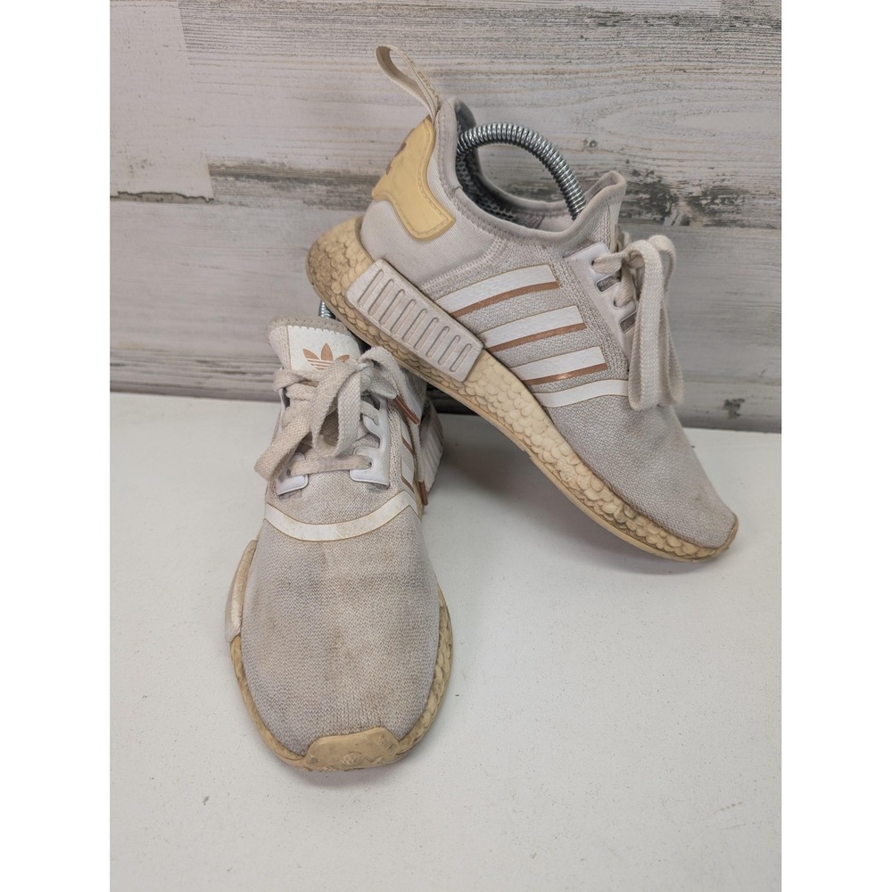 Adidas NMD_R1 Shoes Womens Size 8 Beige Boost Running Athletic Sneakers FW6434‎